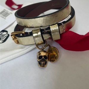 Alexander McQueen Calfskin multi-wrap Bracelet in Gold